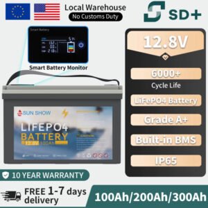 SunShow 12.8V 100Ah LiFePO4 akumuliatorius 1280Wh su BMS IP65